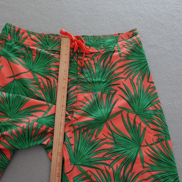 Southern Tide Swim Trunks Men M Tropical Palm Print Coral Green 6" Mesh Lined - Picture 5 of 9